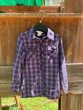 Fun & Flirt Purple Plaid Button-Down Shirt